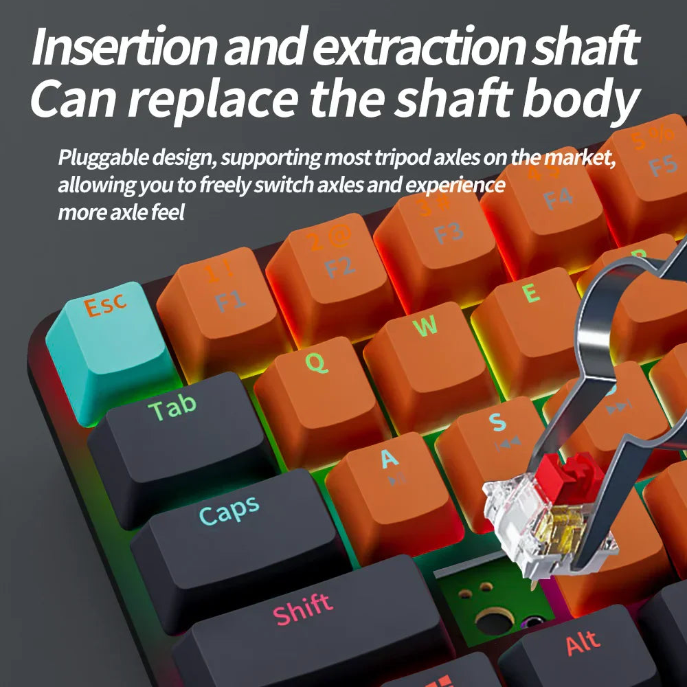 USB Mini Mechanical Gaming Keyboard 61 Key Red Switch