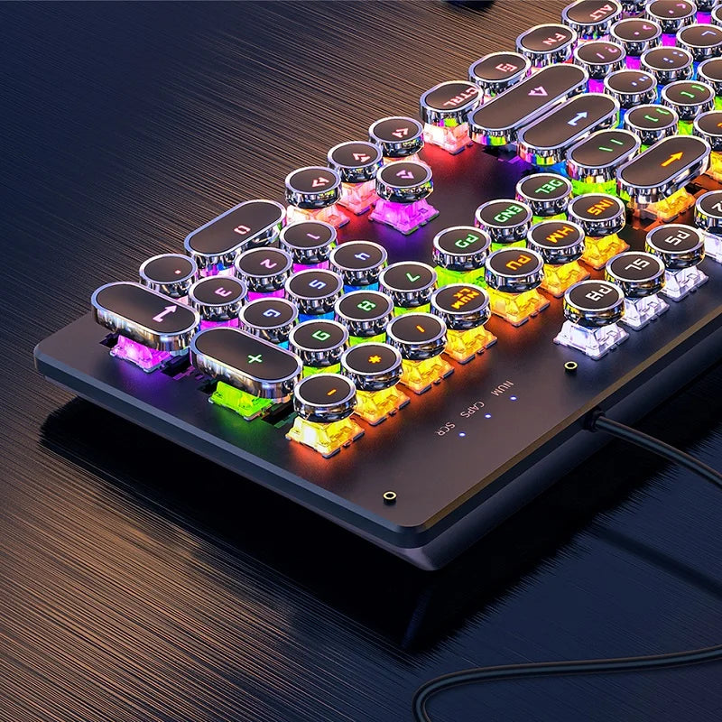 Retro Punk Mechanical Gaming Keyboard RGB Backlit 104 full-size keys