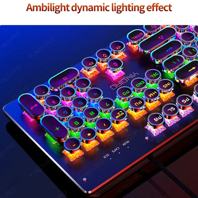 Retro Punk Mechanical Gaming Keyboard RGB Backlit 104 full-size keys