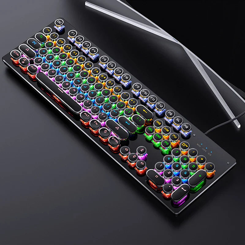 Retro Punk Mechanical Gaming Keyboard RGB Backlit 104 full-size keys