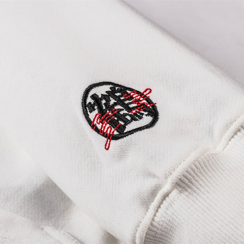 Japanese Crane Bird Embroidered Pullover Hooded Sweatshirts Hoodies Men Harajuku Hip Hop Hoodie Streetwear Tops