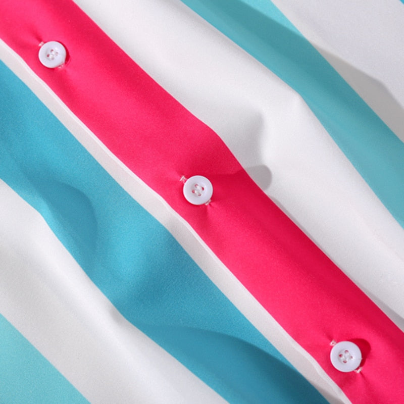 Hip Hop Shirt Streetwear White Blue Red Stripe  Harajuku