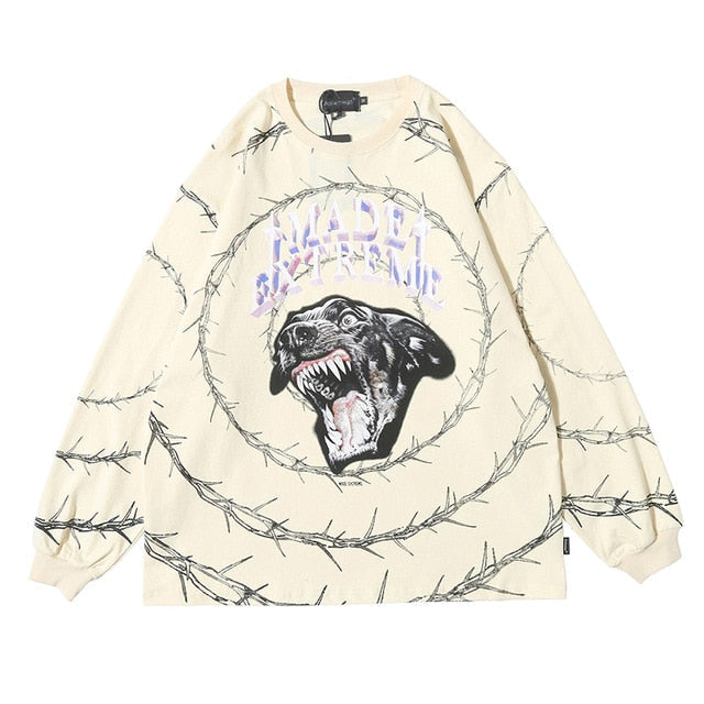 Sweatshirt Men Vicious Dog Printed Hip Hop Street Style Hoodies Streetwear